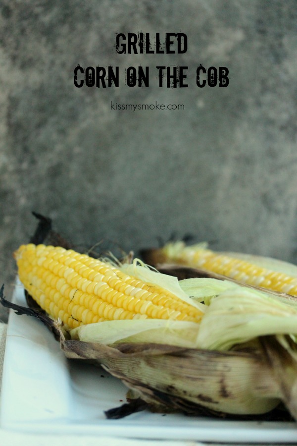 Grilled Corn on the Cob cooked with the husk on. 