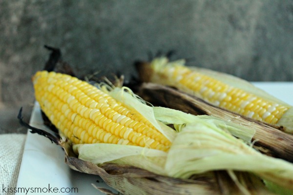 Grilled Corn on the Cob made with the husks on. 