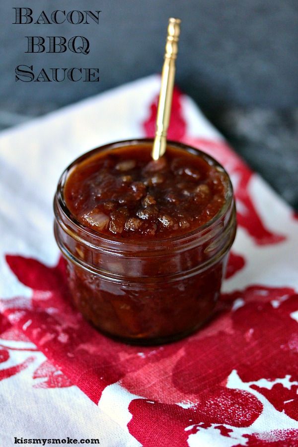 Bacon BBQ Sauce served in a mason jar with spoon