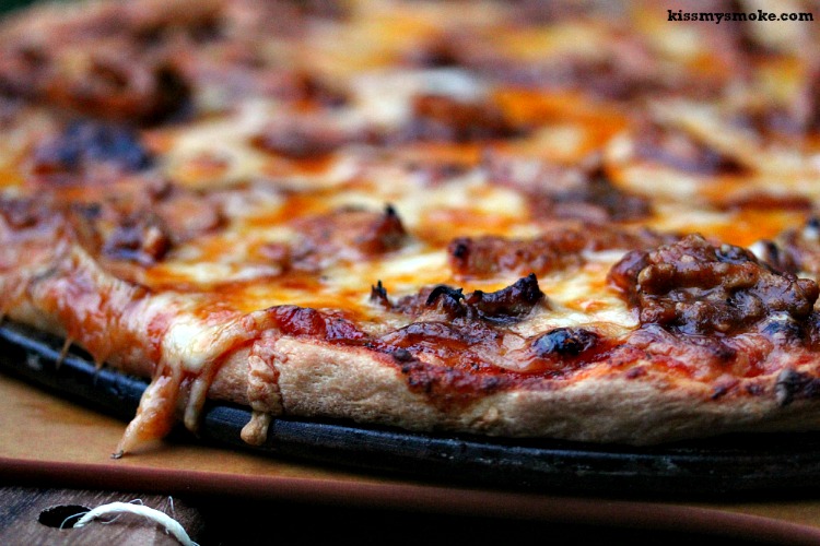 Buffalo Chicken Pizza grilled to perfection. 
