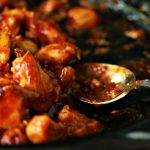 These easy chicken bites are grilled in a cast iron pan and slathered in barbecue sauce. This recipe makes me weak in the knees!