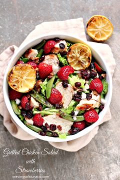 This grilled chicken salad can be prepared quickly and adapted to your tastes. You can use fresh strawberries, or frozen. Just don't skimp on the add-in's.