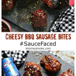 Cheesy BBQ Sausage Bites from kissmysmoke.com - Rock the grill this summer with this easy recipe for Cheesy BBQ Sausage Bites. Every bite is packed with flavor!