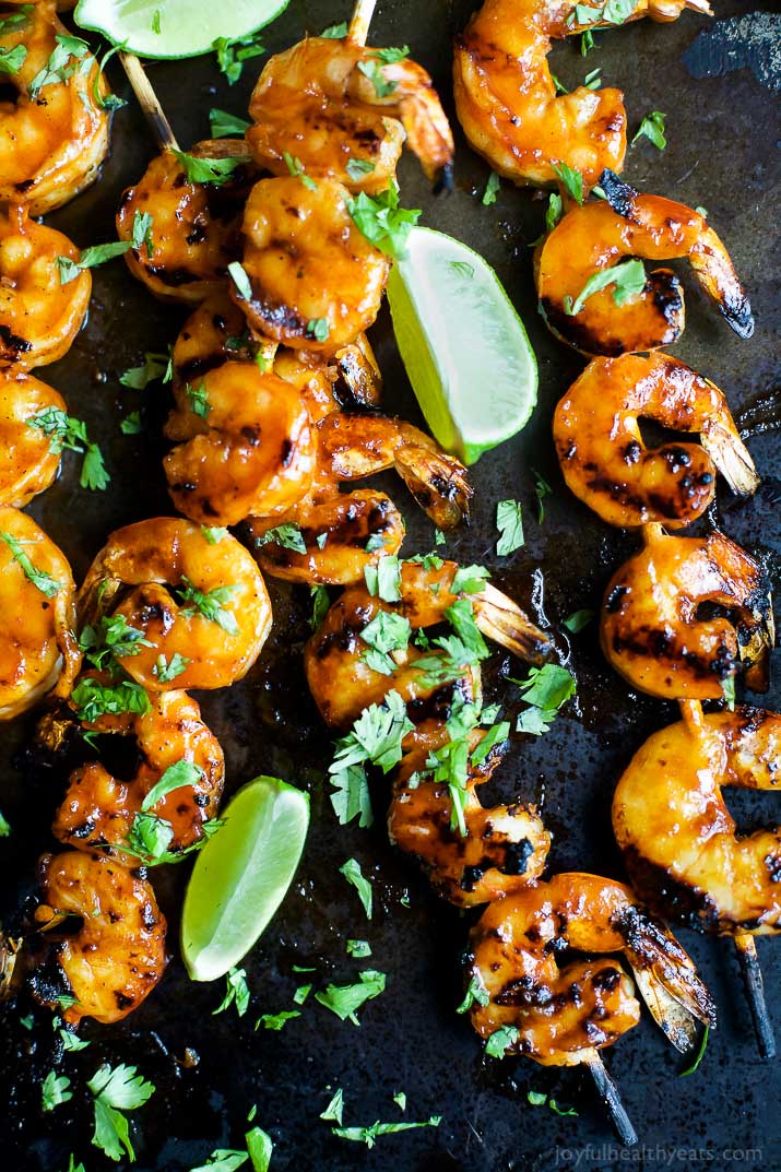 Honey Sriracha Grilled Shrimp from Joyful Healthy Eats featured on 15 Kick-Ass Grilling Recipes by kissmysmoke.com- These 15 Kick-Ass Grilling Recipes are for die-hard grill lovers. Grilling is a way of life for serious grillaholics. These recipes were hand-picked for those people who love the process as much as the end result!
