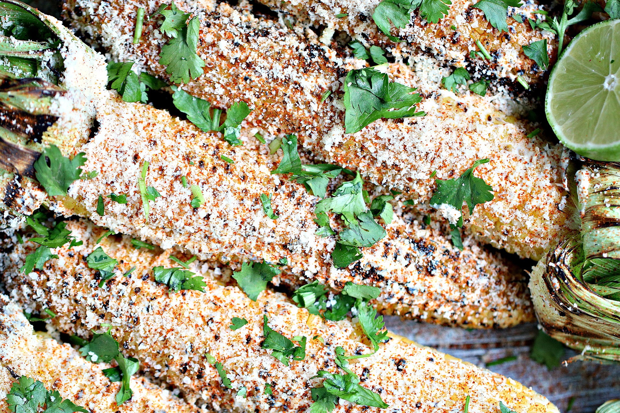 Grilled Mexican Street Corn (Elotes) cooked to perfection.